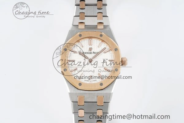 Lady Royal Oak 33mm SS RG JJF 1:1 Best Edition White Dial on SS RG Bracelet ETA Quartz UrbanStyle 4647