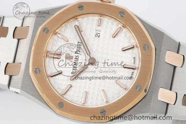 Lady Royal Oak 33mm SS RG JJF 1:1 Best Edition White Dial on SS RG Bracelet ETA Quartz UrbanStyle 4647