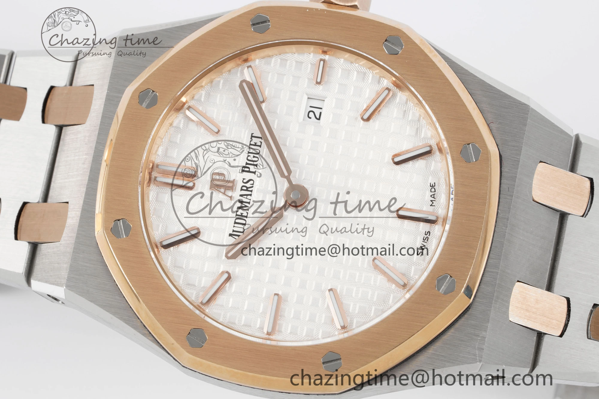 Lady Royal Oak 33mm SS RG JJF 1:1 Best Edition White Dial on SS RG Bracelet ETA Quartz UrbanStyle 4647