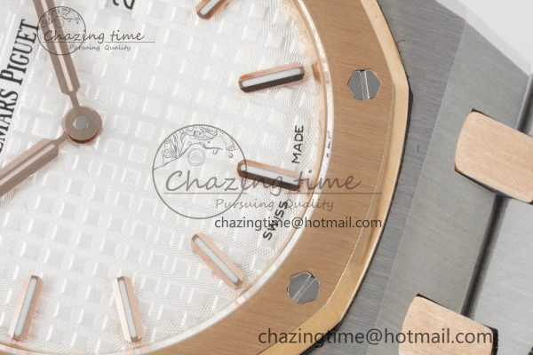 Lady Royal Oak 33mm SS RG JJF 1:1 Best Edition White Dial on SS RG Bracelet ETA Quartz UrbanStyle 4647
