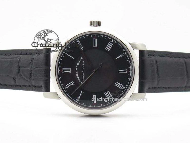 Langematik MK Best Edition SS Black Dial On Black Leather Strap A Durable 4199