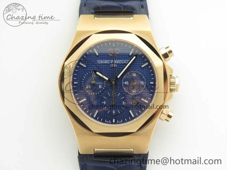 Laureato Chronograph 42mm RG TWA Blue Dial on Blue Leather Strap A Unisex 6605