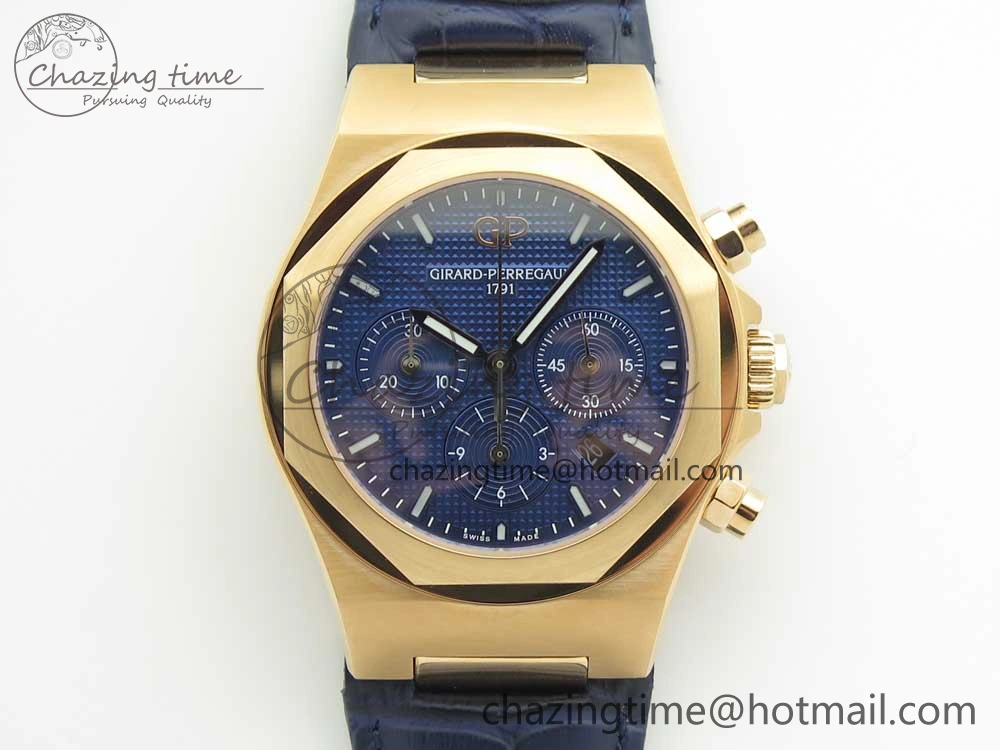 Laureato Chronograph 42mm RG TWA Blue Dial on Blue Leather Strap A Unisex 6605