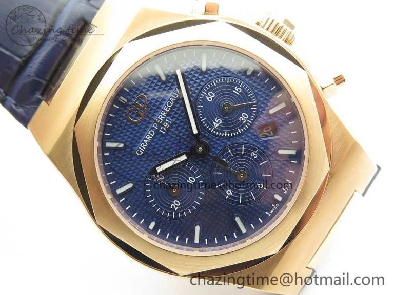 Laureato Chronograph 42mm RG TWA Blue Dial on Blue Leather Strap A Unisex 6605