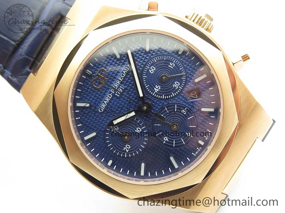 Laureato Chronograph 42mm RG TWA Blue Dial on Blue Leather Strap A Unisex 6605