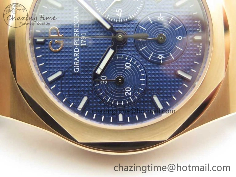 Laureato Chronograph 42mm RG TWA Blue Dial on Blue Leather Strap A Unisex 6605