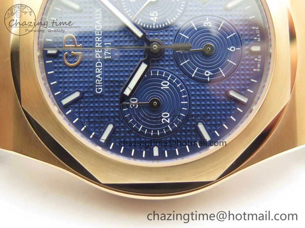 Laureato Chronograph 42mm RG TWA Blue Dial on Blue Leather Strap A Unisex 6605