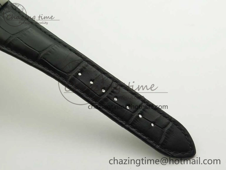 Trendy Laureato Chronograph 42mm SS TWA Black Blue Dial on Black Leather Strap A 6604