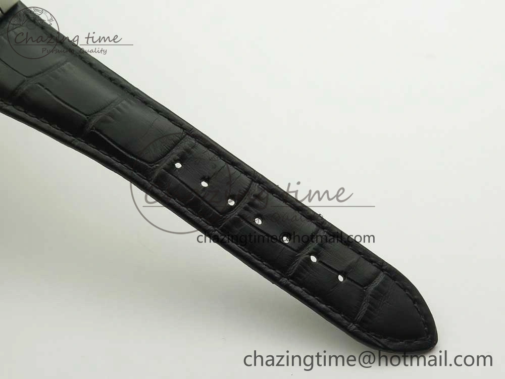Trendy Laureato Chronograph 42mm SS TWA Black Blue Dial on Black Leather Strap A 6604