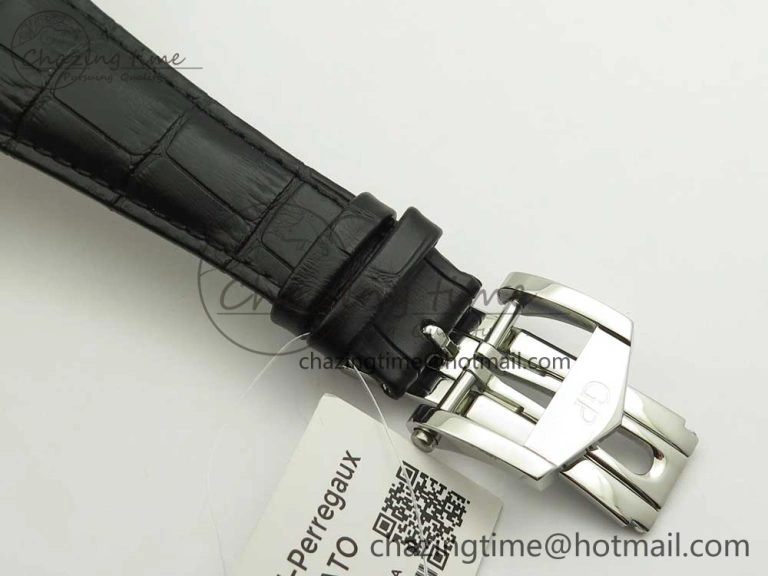 Trendy Laureato Chronograph 42mm SS TWA Black Blue Dial on Black Leather Strap A 6604