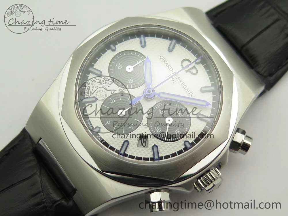 Affordable Laureato Chronograph 42mm SS TWA White Black Dial on Black Leather Strap A 6606