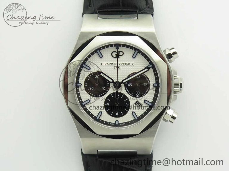 Affordable Laureato Chronograph 42mm SS TWA White Black Dial on Black Leather Strap A 6606