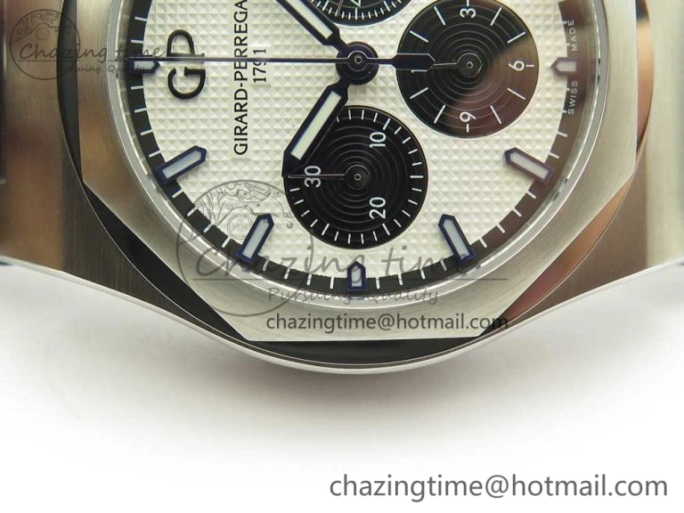 Affordable Laureato Chronograph 42mm SS TWA White Black Dial on Black Leather Strap A 6606