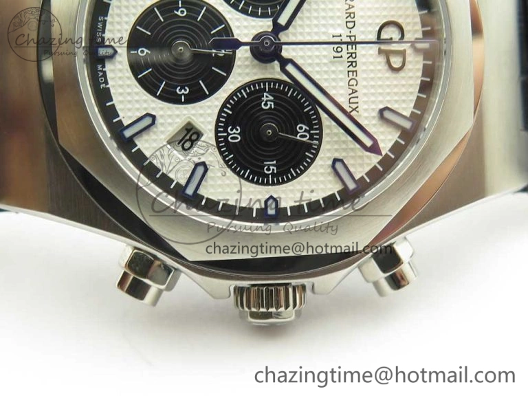 Affordable Laureato Chronograph 42mm SS TWA White Black Dial on Black Leather Strap A 6606