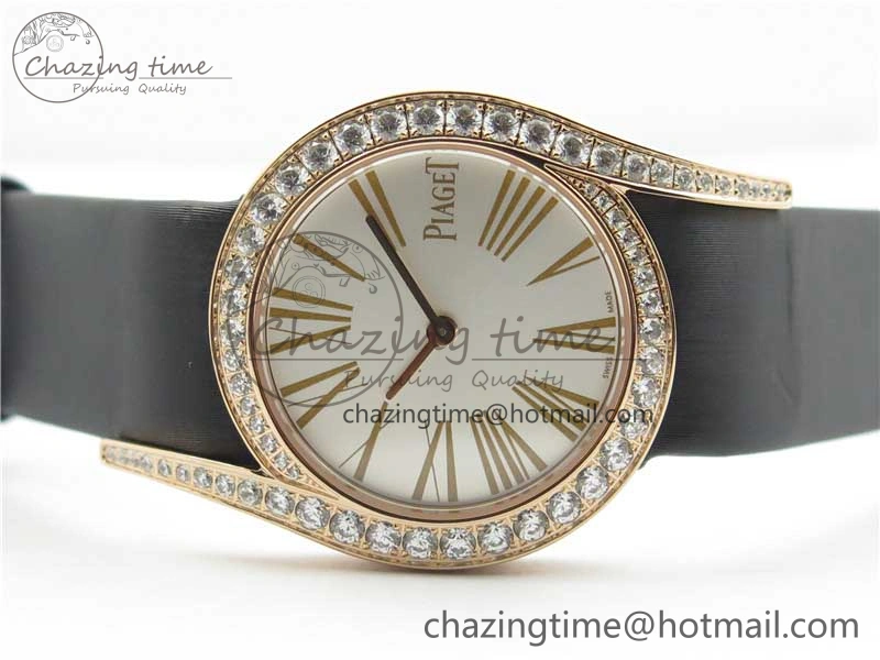 Limelight Gala G0A45361 32mm RG ZF 1:1 Best Edition Silver Dial on Black Fabric Strap Siwss Quartz Fashionable 9113