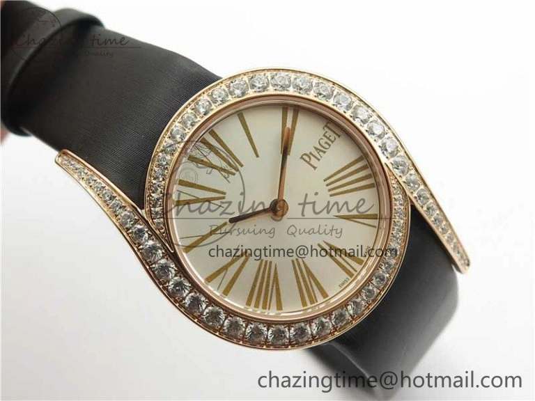 Limelight Gala G0A45361 32mm RG ZF 1:1 Best Edition Silver Dial on Black Fabric Strap Siwss Quartz Fashionable 9113