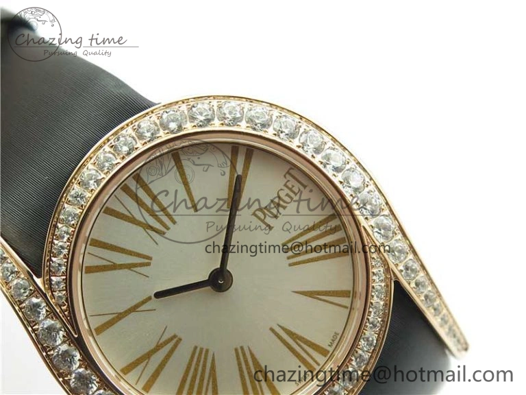 Limelight Gala G0A45361 32mm RG ZF 1:1 Best Edition Silver Dial on Black Fabric Strap Siwss Quartz Fashionable 9113