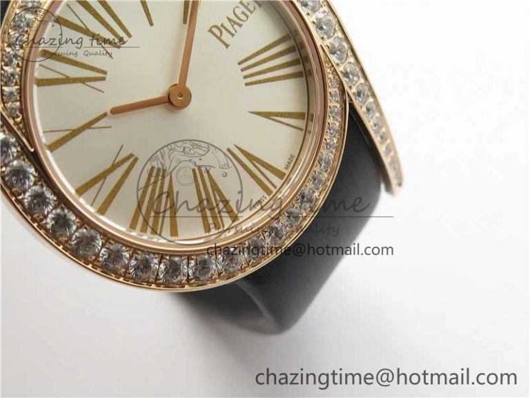 Limelight Gala G0A45361 32mm RG ZF 1:1 Best Edition Silver Dial on Black Fabric Strap Siwss Quartz Fashionable 9113