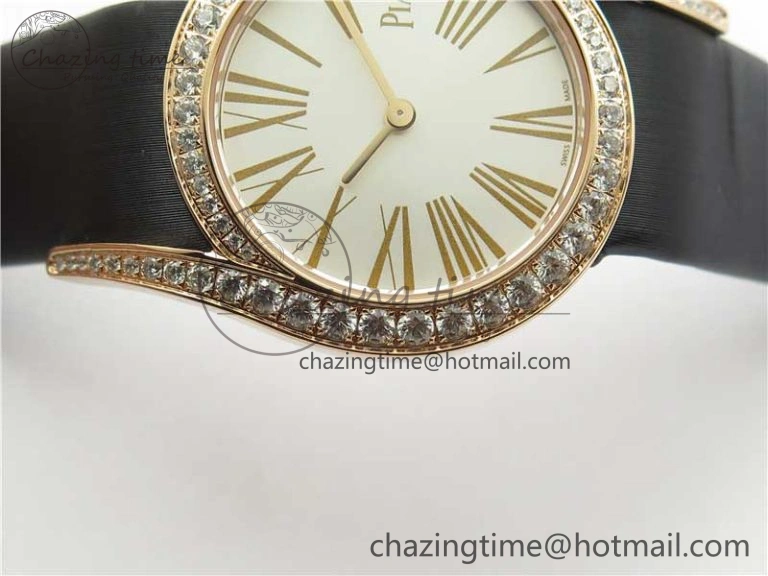 Limelight Gala G0A45361 32mm RG ZF 1:1 Best Edition Silver Dial on Black Fabric Strap Siwss Quartz Fashionable 9113