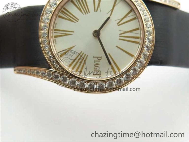 Limelight Gala G0A45361 32mm RG ZF 1:1 Best Edition Silver Dial on Black Fabric Strap Siwss Quartz Fashionable 9113