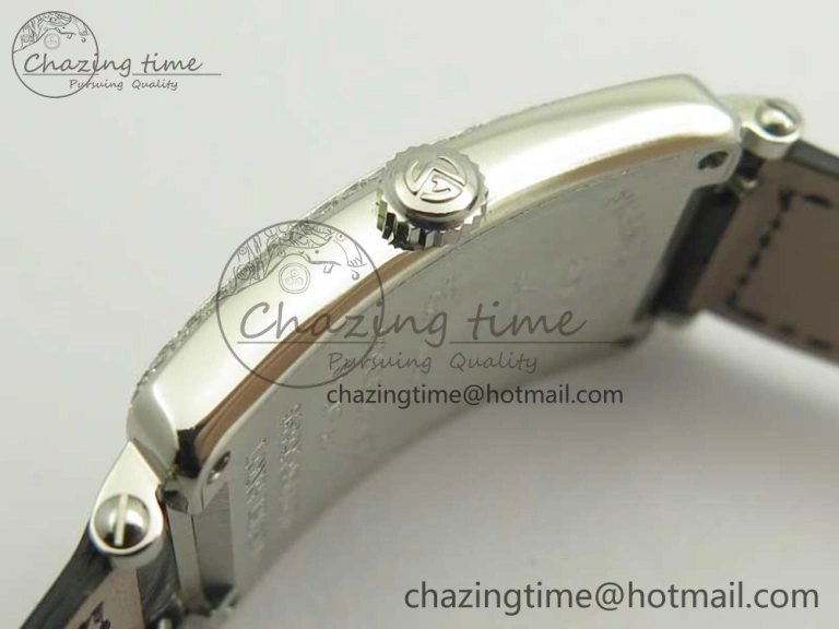 Supportive Long Island Color Dream SS Diamonds Bezel GF 1:1 Best Edition on Black Leather Strap Swiss Quartz 10702
