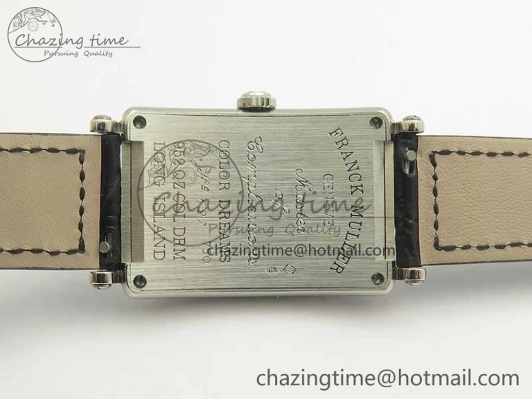 Supportive Long Island Color Dream SS Diamonds Bezel GF 1:1 Best Edition on Black Leather Strap Swiss Quartz 10702