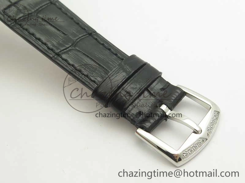 Supportive Long Island Color Dream SS Diamonds Bezel GF 1:1 Best Edition on Black Leather Strap Swiss Quartz 10702