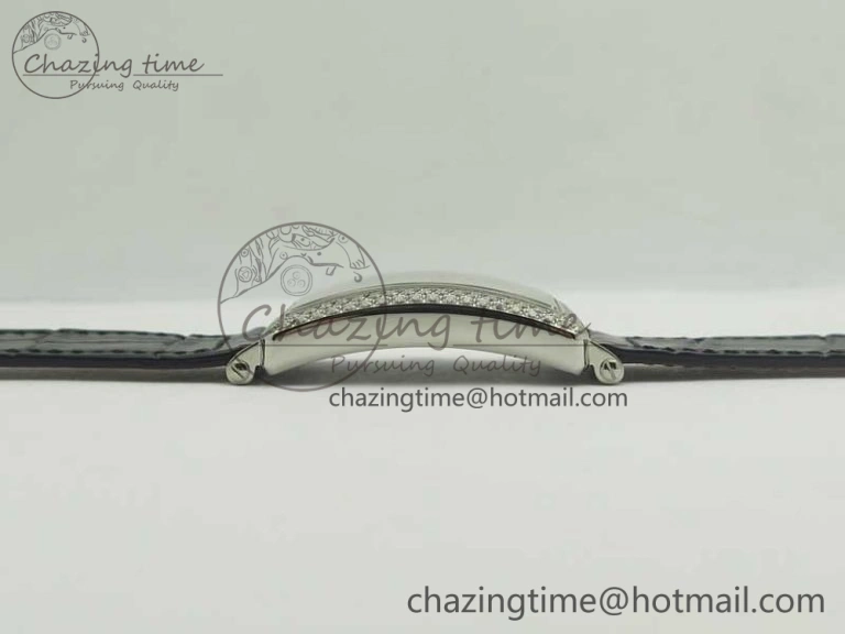 Supportive Long Island Color Dream SS Diamonds Bezel GF 1:1 Best Edition on Black Leather Strap Swiss Quartz 10702