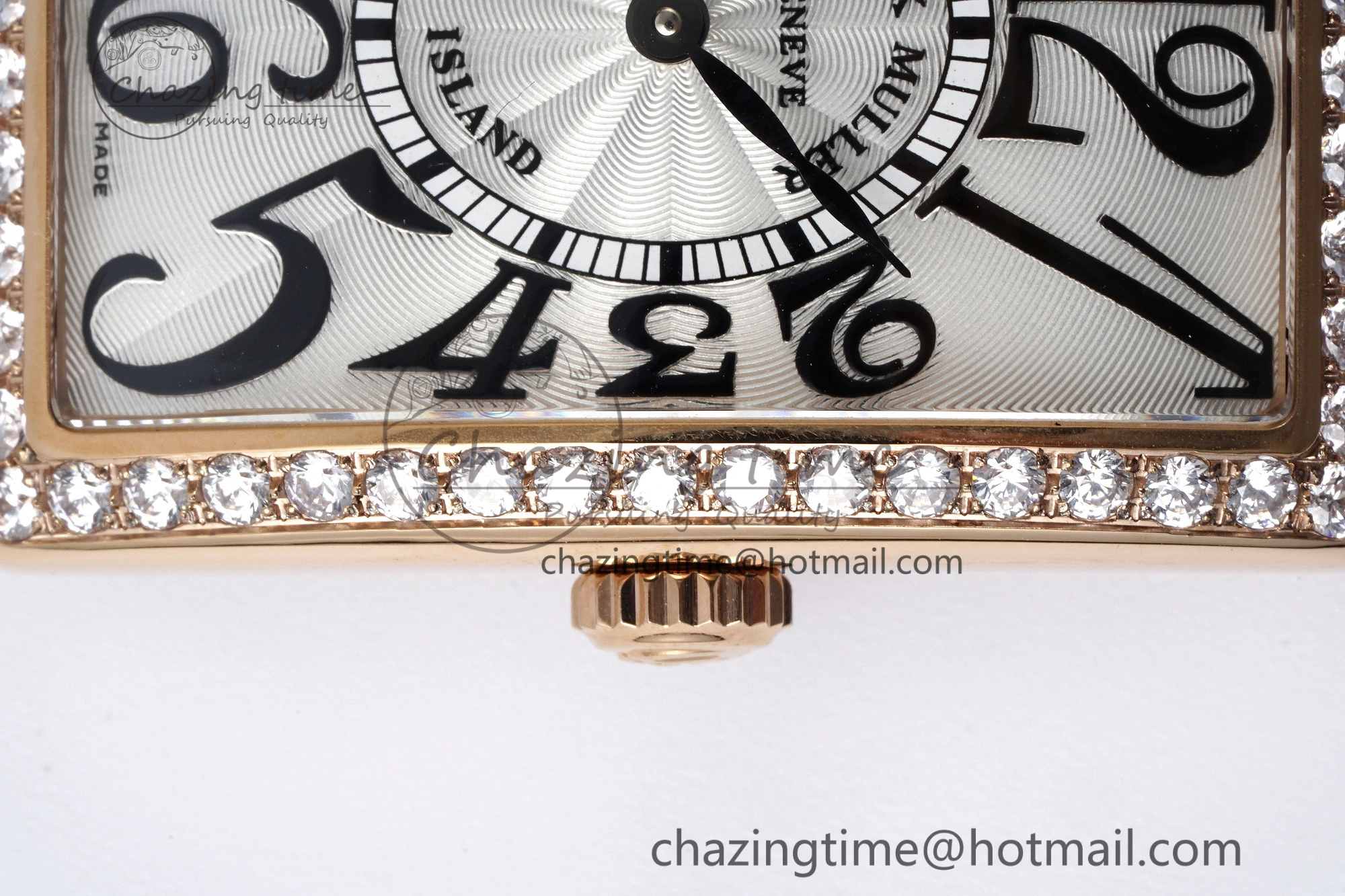 Long Island Ladies RG Diamonds Bezel APSF 1:1 Best Edition White Texured Dial on Red Leather Strap Jap Quartz TopPick 10176