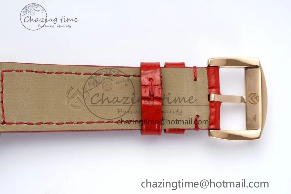 Long Island Ladies RG Diamonds Bezel APSF 1:1 Best Edition White Texured Dial on Red Leather Strap Jap Quartz TopPick 10176