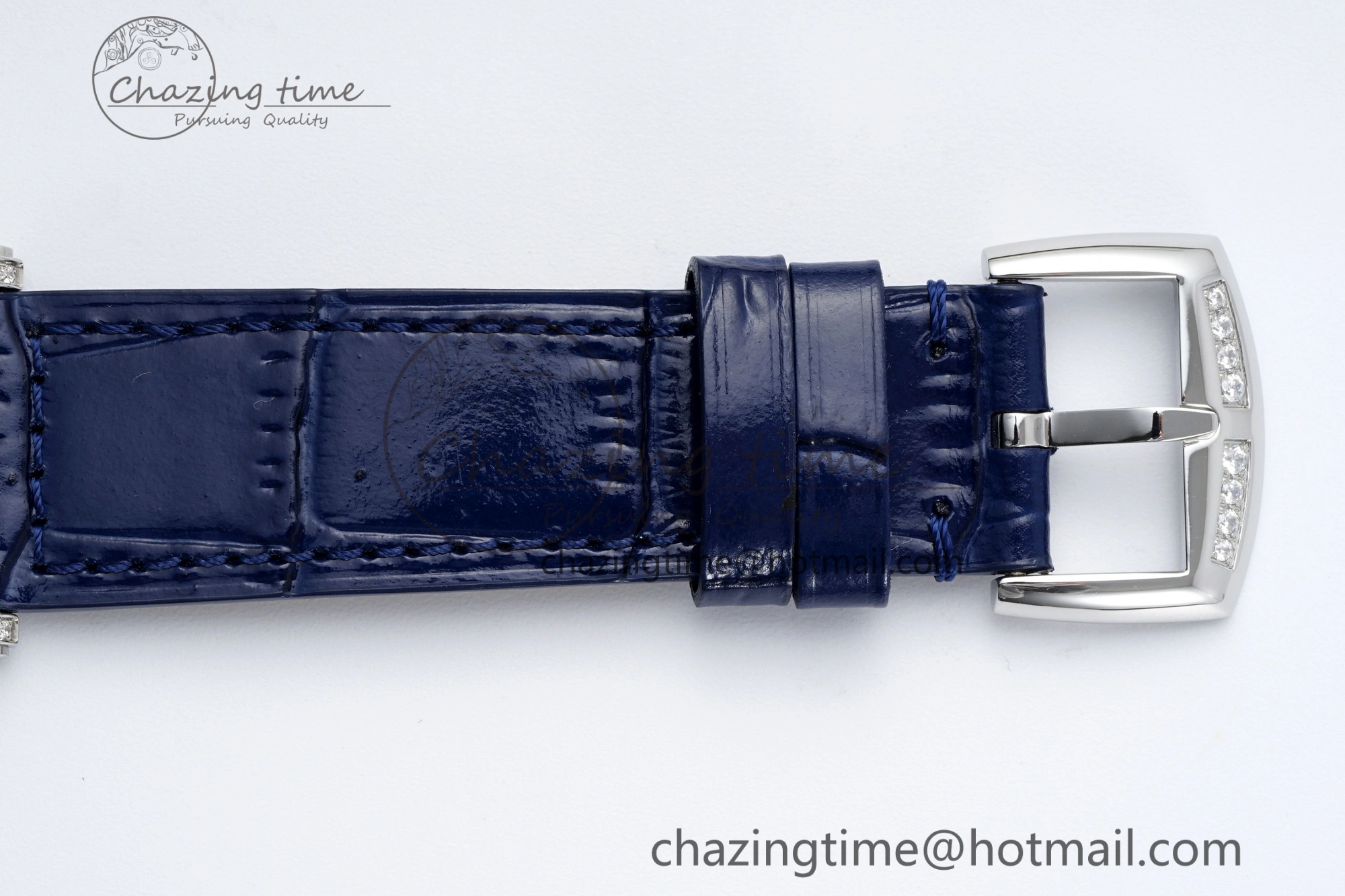 Long Island Ladies SS Diamonds Bezel APSF 1:1 Best Edition Pink MOP Dial on Blue Leather Strap Jap Quartz MultiPurpose 6514