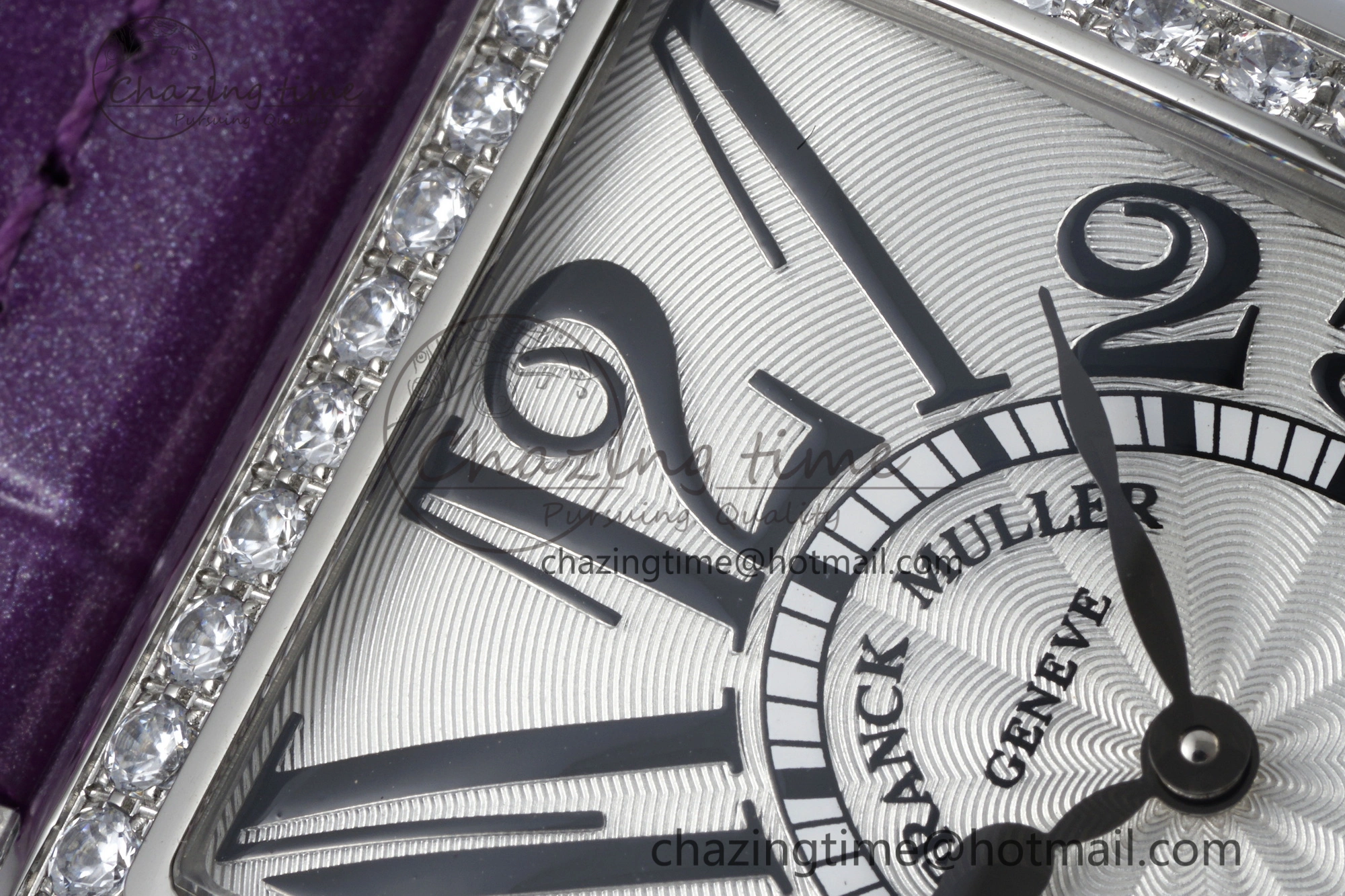 HighQuality Long Island Ladies SS Diamonds Bezel APSF 1:1 Best Edition White Texured Dial on Purple Leather Strap Jap Quartz 6513