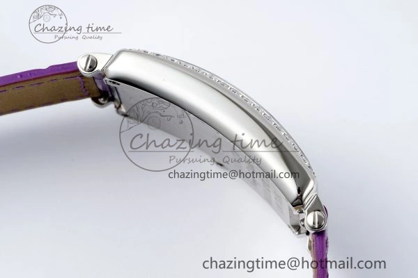 HighQuality Long Island Ladies SS Diamonds Bezel APSF 1:1 Best Edition White Texured Dial on Purple Leather Strap Jap Quartz 6513
