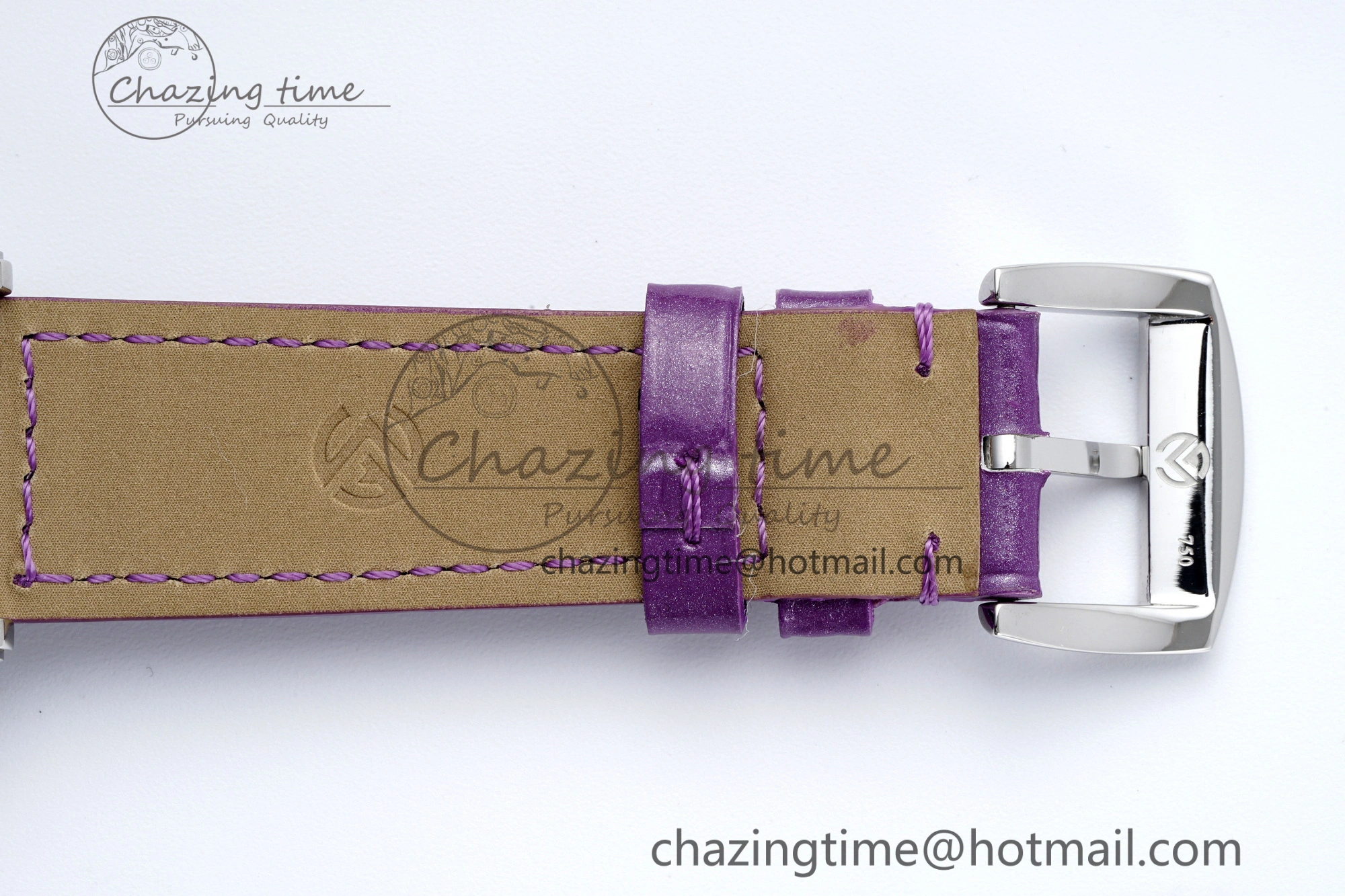 HighQuality Long Island Ladies SS Diamonds Bezel APSF 1:1 Best Edition White Texured Dial on Purple Leather Strap Jap Quartz 6513
