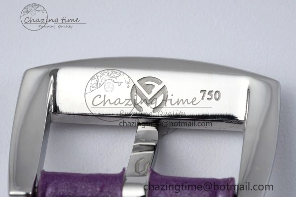 HighQuality Long Island Ladies SS Diamonds Bezel APSF 1:1 Best Edition White Texured Dial on Purple Leather Strap Jap Quartz 6513