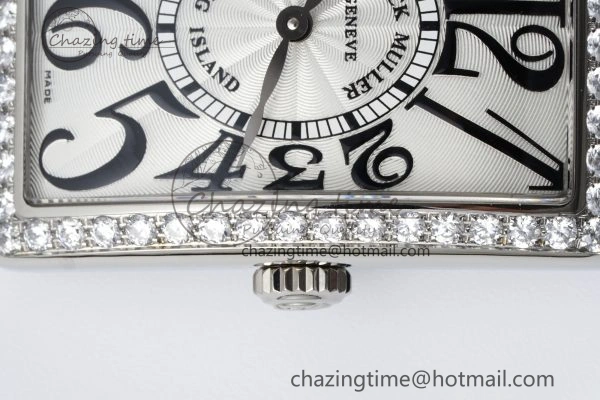 HighQuality Long Island Ladies SS Diamonds Bezel APSF 1:1 Best Edition White Texured Dial on Purple Leather Strap Jap Quartz 6513