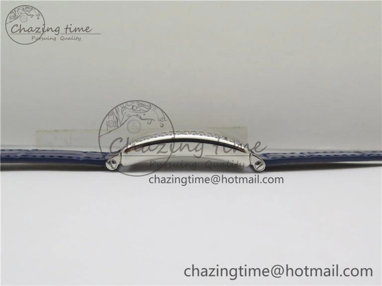 Lightweight Long Island Ladies SS Diamonds Bezel ZF 1:1 Mother of Pearl Dial on Blue Leather Strap Swiss Ronda Quartz 10263
