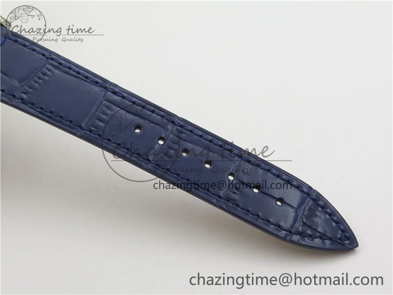 Lightweight Long Island Ladies SS Diamonds Bezel ZF 1:1 Mother of Pearl Dial on Blue Leather Strap Swiss Ronda Quartz 10263