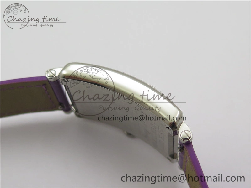 WrinkleFree Long Island Ladies SS Diamonds Bezel ZF 1:1 Mother of Pearl Dial on Purple Leather Strap Swiss Ronda Quartz 10262
