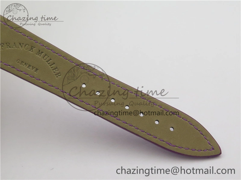 WrinkleFree Long Island Ladies SS Diamonds Bezel ZF 1:1 Mother of Pearl Dial on Purple Leather Strap Swiss Ronda Quartz 10262