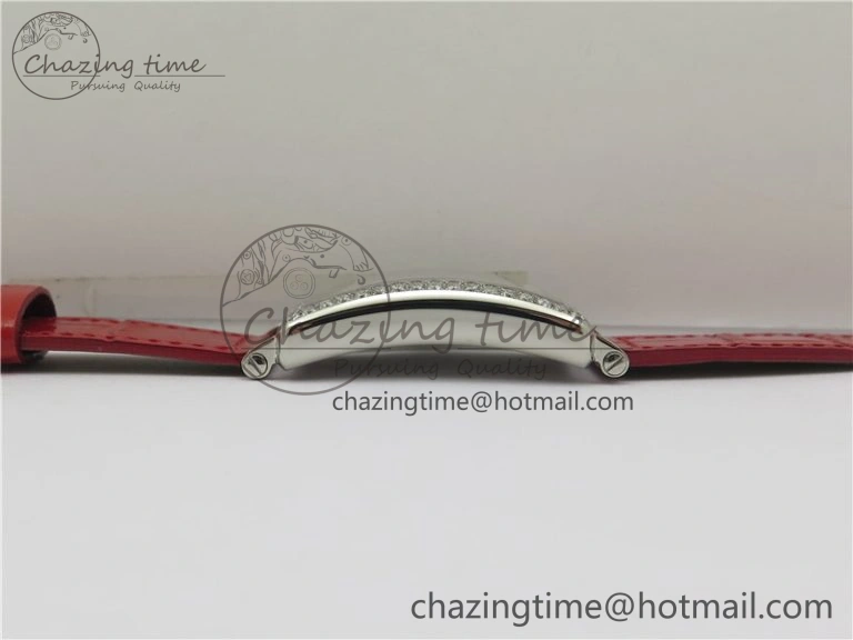 Long Island Ladies SS Diamonds Bezel ZF 1:1 Mother of Pearl Dial on Red Leather Strap Swiss Ronda Quartz Durable 6530