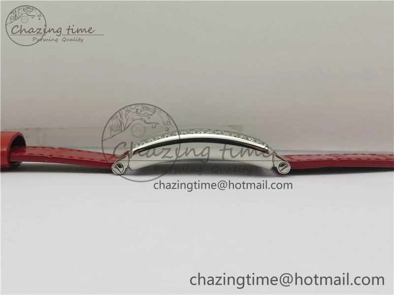 Long Island Ladies SS Diamonds Bezel ZF 1:1 Mother of Pearl Dial on Red Leather Strap Swiss Ronda Quartz Durable 6530
