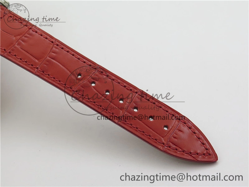Long Island Ladies SS Diamonds Bezel ZF 1:1 Mother of Pearl Dial on Red Leather Strap Swiss Ronda Quartz Durable 6530