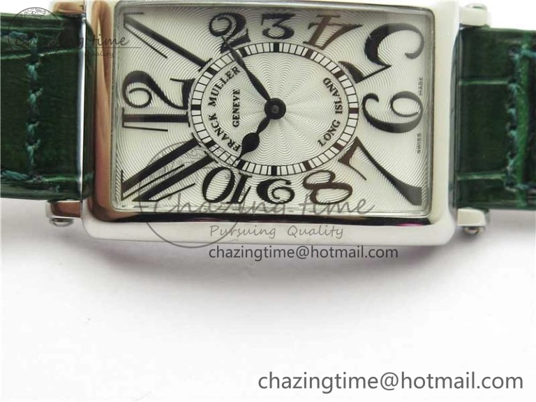 Long Island Ladies SS ZF 1:1 Best Edition on Green Leather Strap Ronda Quartz Unique 6538