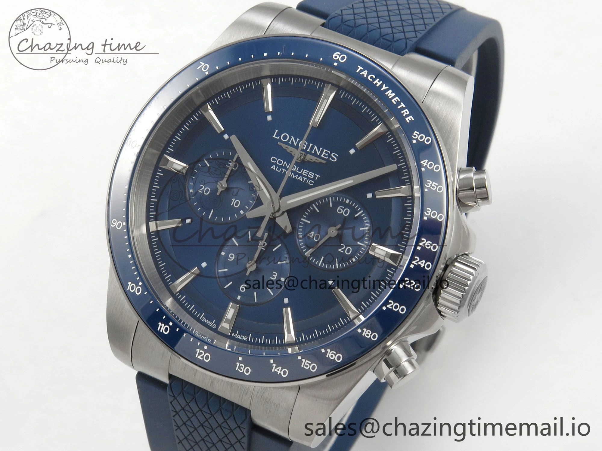 GoodFit Longines Conquest 40mm SS AF 1:1 Best Edition Blue Dial on Blue Rubber Strap A 7539