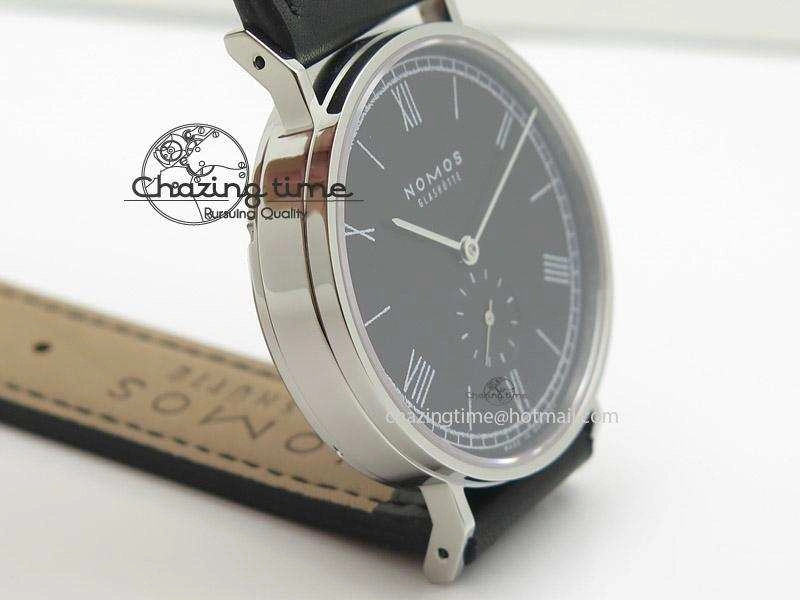 Contemporary Ludwig 38 Roman Black Dial On Black Leather Strap A 7647