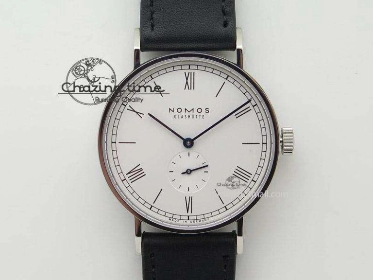 Effortless Ludwig 38 Roman White Dial On Black Leather Strap A 7646
