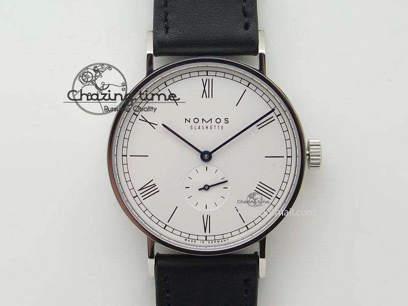 Effortless Ludwig 38 Roman White Dial On Black Leather Strap A 7646