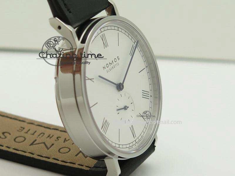 Effortless Ludwig 38 Roman White Dial On Black Leather Strap A 7646