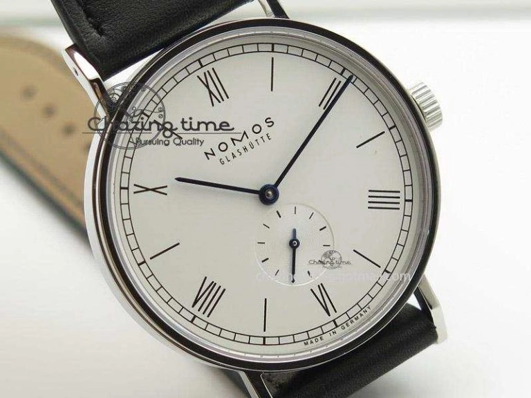 Effortless Ludwig 38 Roman White Dial On Black Leather Strap A 7646